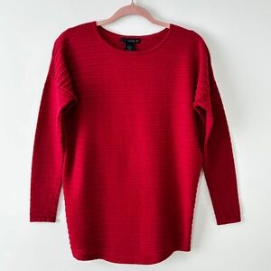 Calvin Klein Red Wool Blend Ribbed Crewneck Sweater